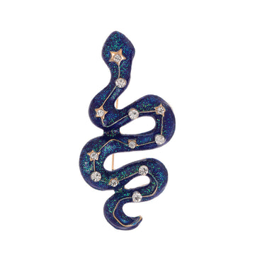 Blue Silver Tone Flower Crystal Enamel Metal Brooch Pin