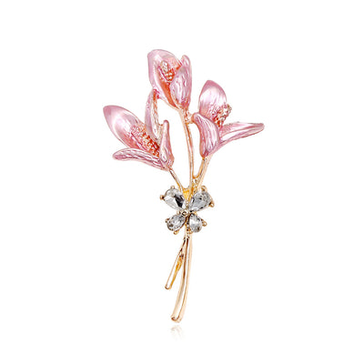 Front product view of the butterfly brooch pin in red and gold
