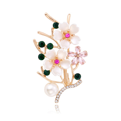 Front view of the blue blossom metal brooch