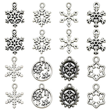 Alloy Metallic Snowflake Metal Charms with 9 Listed Options