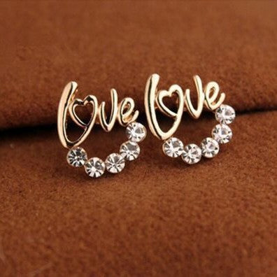 Primary supplied view of LOVE crescent hoop studs