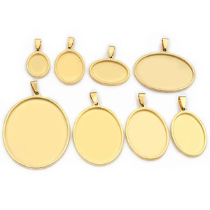 Oval Stainless Steel Bezel Trays in Gold and Steel Tones
