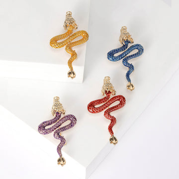 Coiling Chinese Dragon Brooch in Four Enamel Colors