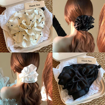 Fabric Flower Twist Hair Clip Satin Polka Dot 2 Styles