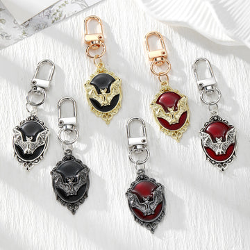 Gothic Bat Portrait Medallion Lobster-Clasp Charms in Six Finishes