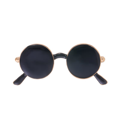Front product view of the sunglasses in black and gold