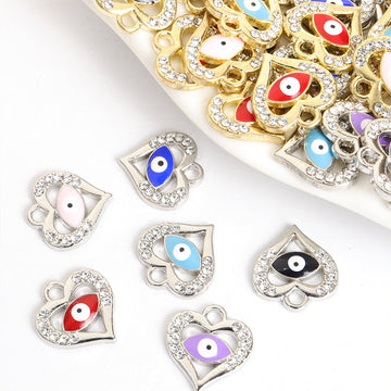 Enamel Evil Eye Heart Jewelry Components For DIY Earrings And Bracelets Charms