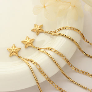 Gold Five-Point Star Dual Chain Geometric Bracelet