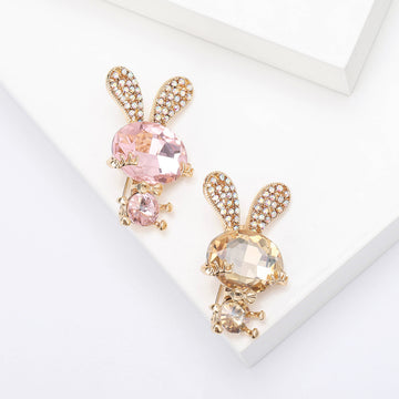 Crystal Bunny Brooch With Polished Metal And Sculpted Decorative Details
