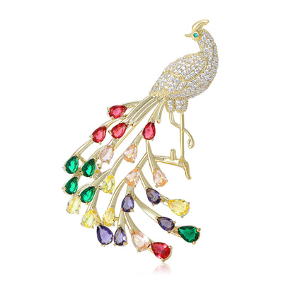 Crystal Phoenix Brooch front view on a plain background