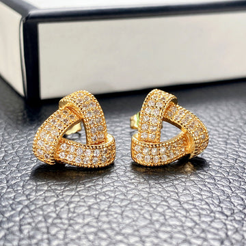 Interlocking Triangular Knot Stud Earrings In Two Metal Tones