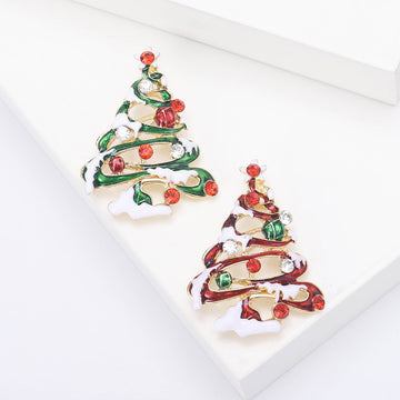 Enamel Christmas Tree Brooch In 2 Color Variants For Jackets and Scarves