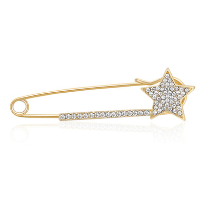 Crystal Star Safety Pin Brooch group view