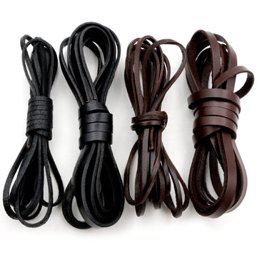 Flat Leather Cords in Black and Brown, Assorted Widths