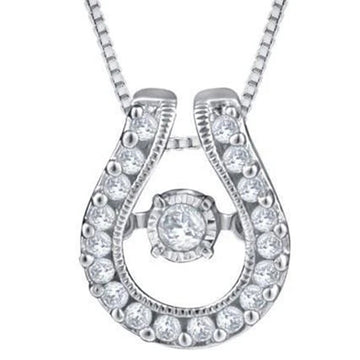 Silver CZ Horseshoe Pendant Necklace Dancing Center