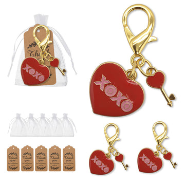 Red XOXO Heart Key Charm Gold Lobster Clasp Keychain