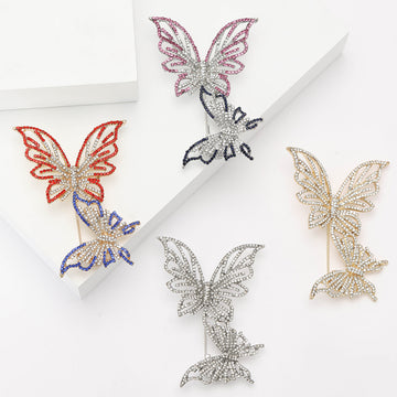 Linked Openwork Double Butterfly Brooch in Four Colorways