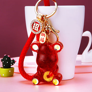 Crystal Bear Keychains with Rings, Clasps and Color-Matched Cords