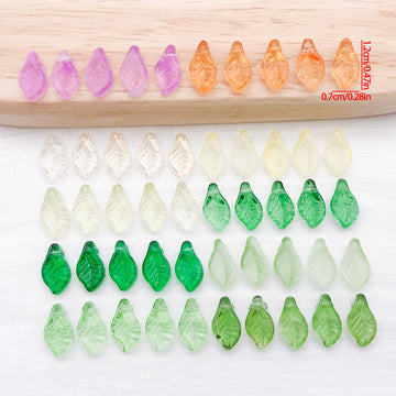 Mini Translucent Glass Leaf Beads in Ten Color Finishes