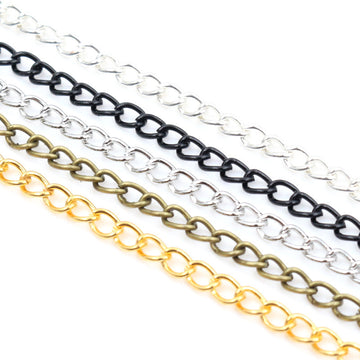 Oval Link Iron Jewelry Chain in Silver Black and Gold Tones