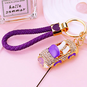 Jeweled Convertible Car Keychains in Five Colors with Braided Loops