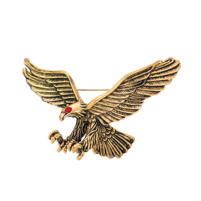 Front product view of the eagle brooch pin in gold