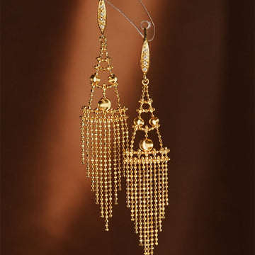 Geometric Chandelier Hook Earrings in Gold and Silver