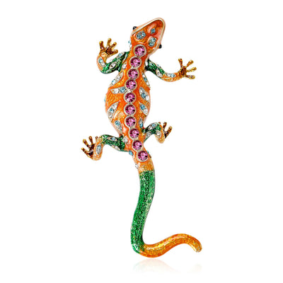 Crystal Lizard Brooch on white background