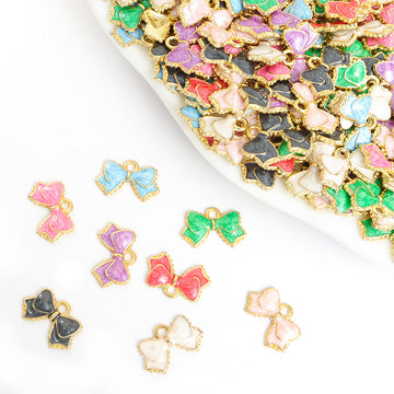 Colorful Enamel Bow Jewelry Components For DIY Earrings And Bracelets Charms