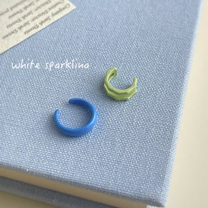 Matte Blue And Light Green Clip-On Ear Cuffs Two Styles