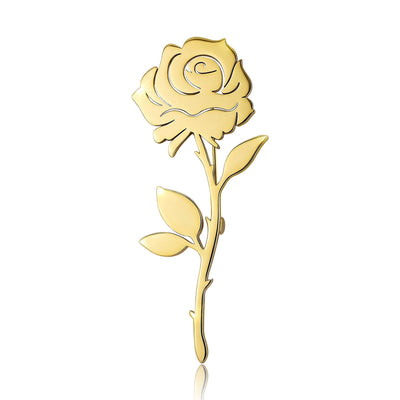 Polished Openwork Rose Stem Brooch in Gold and Silver grouped product view