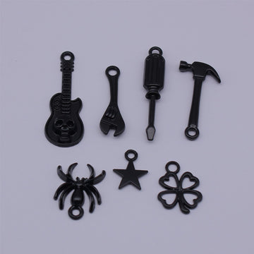 Black Tool and Symbol Charms in Seven Designs for Jewelry Making