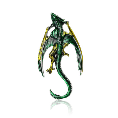 Enamel Flying Dragon Brooch shown alone on a light background