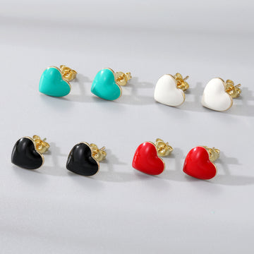 Colorful Heart Stud Earrings in Four Pictured Colors
