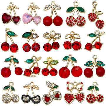 Red Cherry Metal Charms with 30 Listed Options for DIY Jewelry Making