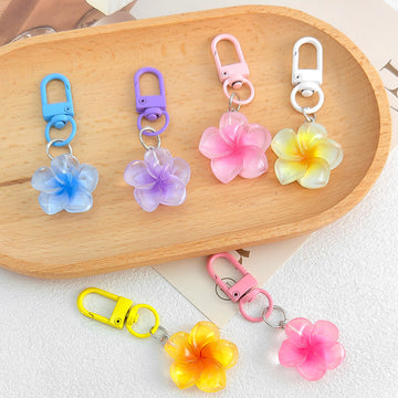 Gradient Resin Flower Keychain With Color Matched Lobster Clasp