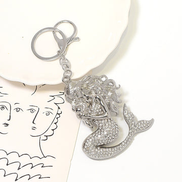 Silver Gold Rhinestone Mermaid Keychain Metal Bag Charm