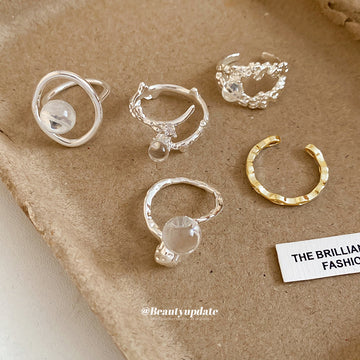 Open Rings Clear Sphere And Gold Marquise Crystal Styles