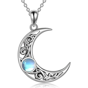 Silver Filigree Crescent Moon Pendant Necklace Alloy