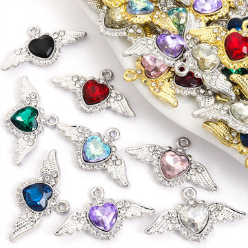 Polished Silver Gold Heart Alloy Charms in 16 Styles
