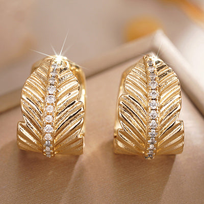 Front product view of the tapered leaf-shaped hoops with clear vein accents