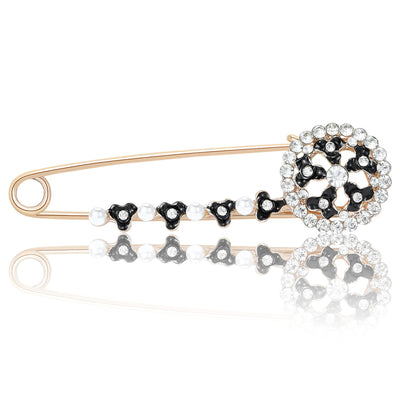Floral Safety Pin Brooch front view on a plain background