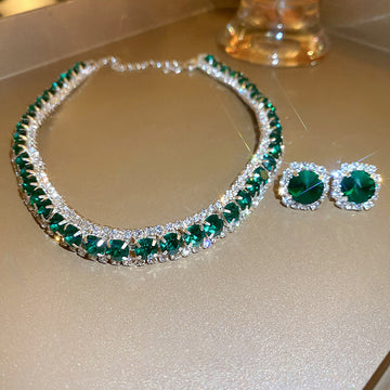 Thirteen Crystal Necklace And Stud Earring Sets In Assorted Colors