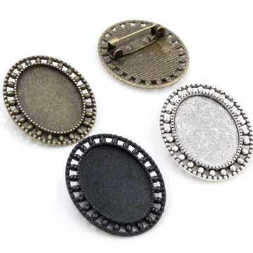 Beaded Oval Brooch Blank Jewelry Making Components