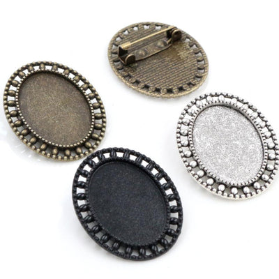 Beaded Oval Brooch Blank assortment overview