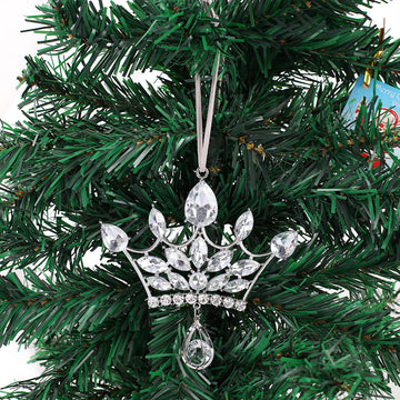 Rhinestone Crown Hanging Ornament Metal Christmas Tree Charm