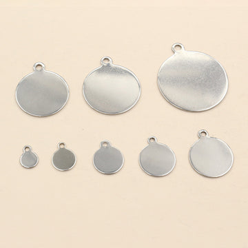 Polished Silver Tone Round Disc Tags with Hanging Holes