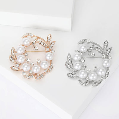 Pearl Vine Circle Brooch front view
