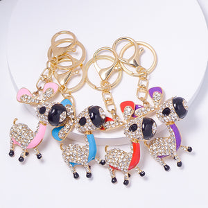 Rhinestone Donkey Keychain in Gold-Tone Alloy With Enamel, Four Colors