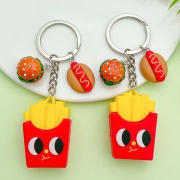 Food Charm Keychains Featuring Burger Across 5 Pictured Variations